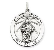 Sterling Silver Round Antiqued Saint Jude Medals