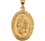 14K Gold Saint Christopher Religious Medal