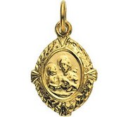 14K Yellow Gold Saint Joseph Petite Oval Religious Medal