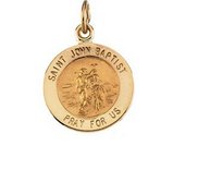 14K Gold Saint John the Baptist Religious Medal