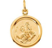 14K Gold Saint Christopher Religious Medal