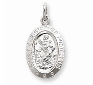 Sterling Silver Saint Christopher Oval Religious Medal