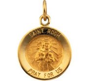 14K Gold Saint Roch Religious Medal