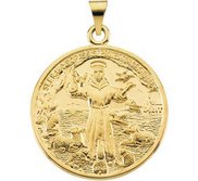 14K Gold Saint Francis Religious Medal