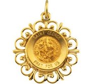 14K Saint George Religious Medal