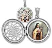 Saint Theresa Ornate Cut out Round Locket