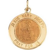 14K Gold Jesus  Mary and Joseph Religious Medal