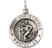 14K White Gold Saint Christopher Religious Medal