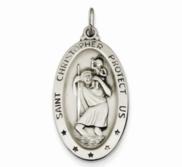 Sterling Silver Saint Christopher Oval Religious Medal