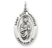 Sterling Silver Saint Jude Antiqued Oval Medal