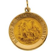 14K Gold Holy Trinity Religious Medal