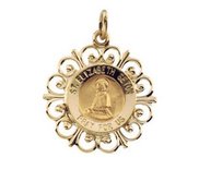 14K Yellow Gold Saint Elizabeth Seton Religious Medal