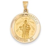 14k Gold Saint Jude Thaddeus Hollow Round Charm