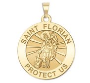 14K Yellow Gold  EXCLUSIVE  Saint Florian Religious Medal