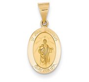 14k Gold Saint Jude Thaddeus Hollow Oval Charm