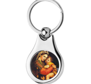 Stainless Steel Color Blessed Mother Keychain