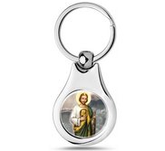 Stainless Steel Color Saint Jude Thaddeus Keychain