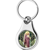 Stainless Steel Color Saint Raphael Keychain