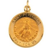 14K Gold Saint Peregrine Religious Medal