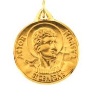 14K Gold Saint Genesius Religious Medal