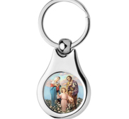 Stainless Steel Color Jesus Mary Joseph Keychain