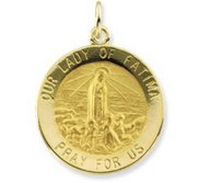 14K Gold Our Lady of Fatima Religious Medal