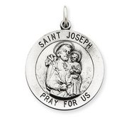 Sterling Silver Antiqued Saint Joseph Religious Medal