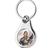 Stainless Steel Color Saint Joan of Arc Keychain