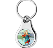 Stainless Steel Color Saint Christopher Keychain