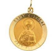 14K Gold Saint Nicholas Religious Medal