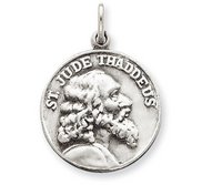 Sterling Silver Saint Jude Antiqued Coin Medal