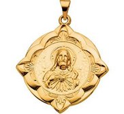 14K Gold Sacred Heart Religious Medal