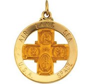 14K Gold 4 Way Cross Religious Medal