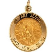 14K Gold Infant Jesus Religious Medal