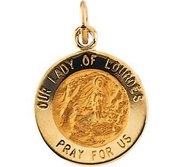 14K Gold Our Lady of Lourdes Religious Medal