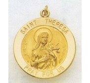 14K Gold Saint Theresa Religious Medal