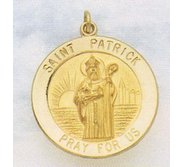 14K Gold Saint Patrick Religious Medal