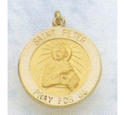 14K Gold Saint Peter the Apostle Religious Medal