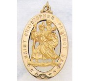 Saint Christopher Cut Out Oval Religious Medal