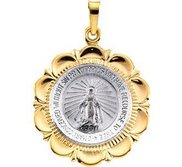 14K White and Yellow Gold  two tone  Miraculous Medal