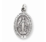 Sterling Silver Antiqued Miraculous Medal Pendant