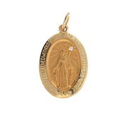 14K Gold Miraculous Medal  H  w  Diamond