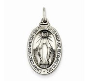 Sterling Silver Antiqued Miraculous Medal Pendant