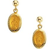 14K Gold Miraculous Medal Earrngs