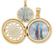 Miraculous Medal Ornate Cut out Round Locket