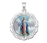 Miraculous Medal Scalloped Round  Color EXCLUSIVE 