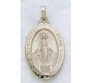 14K White Gold Miraculous Medal