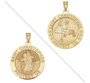 Lacrosse   Saint Christopher Doubledside Sports Religious Medal  EXCLUSIVE 