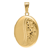 14k Gold Filled Floral Oval Photo Locket