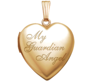 Yellow Gold My Guardian Angel Heart Photo Locket